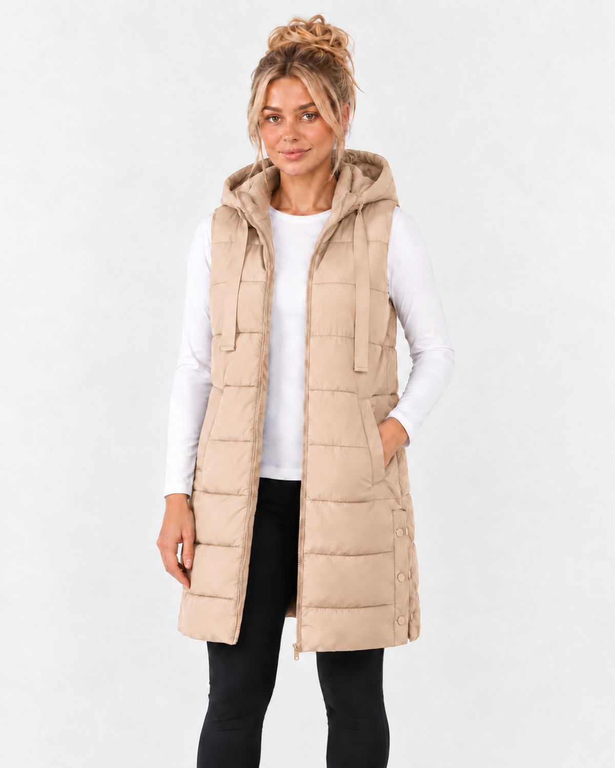 Longline Hooded Puffer Gilet