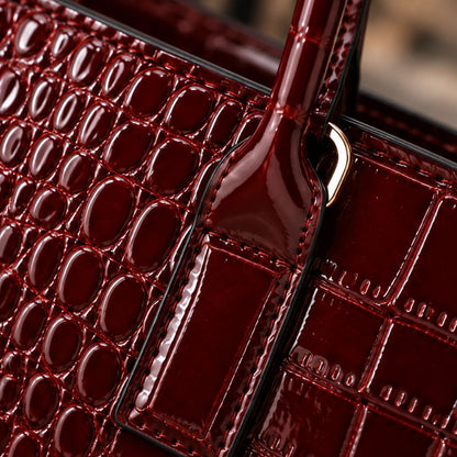 Crocodile Pattern Leather Shoulder Bag + FREE Wallet & Clutch