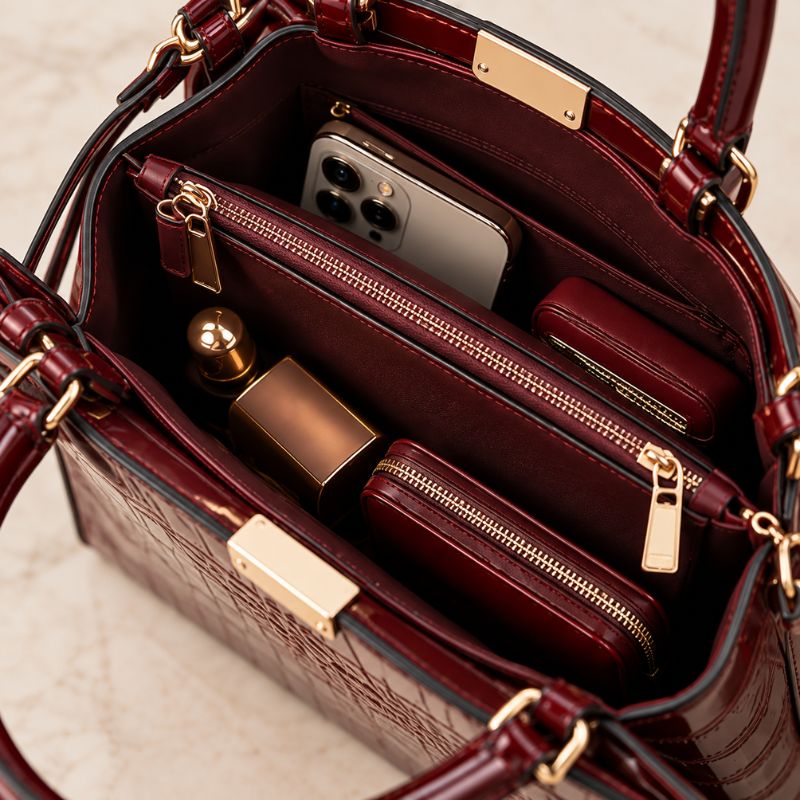 Crocodile Pattern Leather Shoulder Bag + FREE Wallet & Clutch